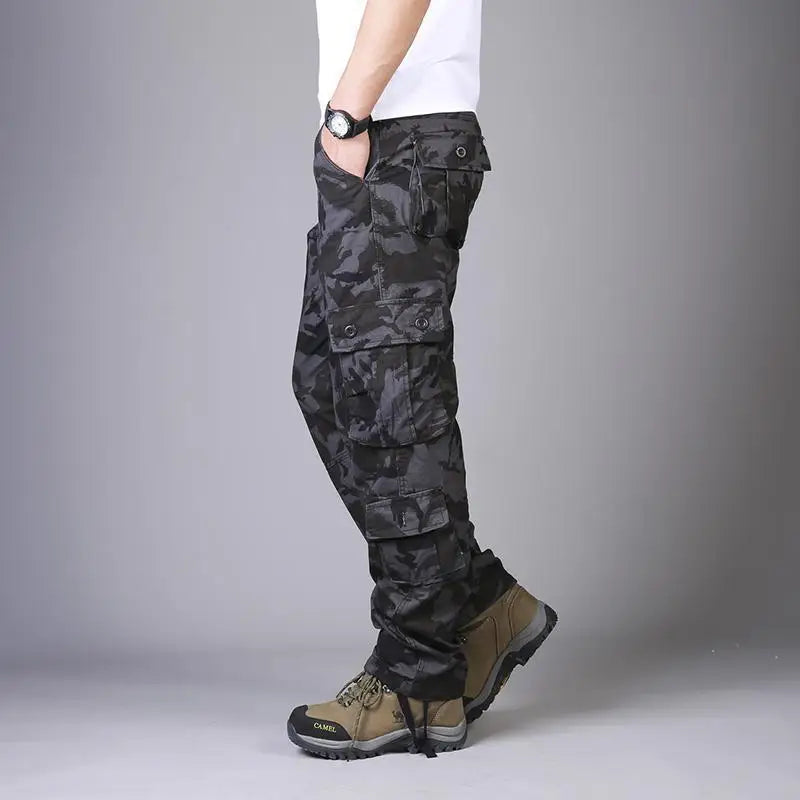 2025 Multiple pockets Tactical Cargo Pants Men Cotton Overalls Outdoor Work Trousers Big Size Hombre Clothing Camo Hiking Pants
