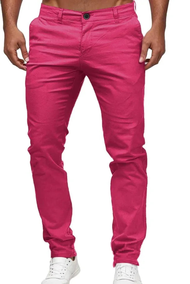 Pantalones casuales para hombre, estilo lápiz con patchwork, corte ajustado, largo hasta el tobillo, cierre de cremallera, bolsillos casuales, cintura media, color liso 2025