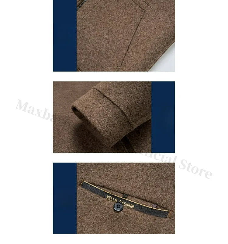 Chaqueta de lana para hombre Maxbarley con capucha, ideal para actividades al aire libre, trabajo, cortavientos, cálida, con forro desmontable de alta calidad y muy cómoda. Abrigo de lana ligero para invierno.