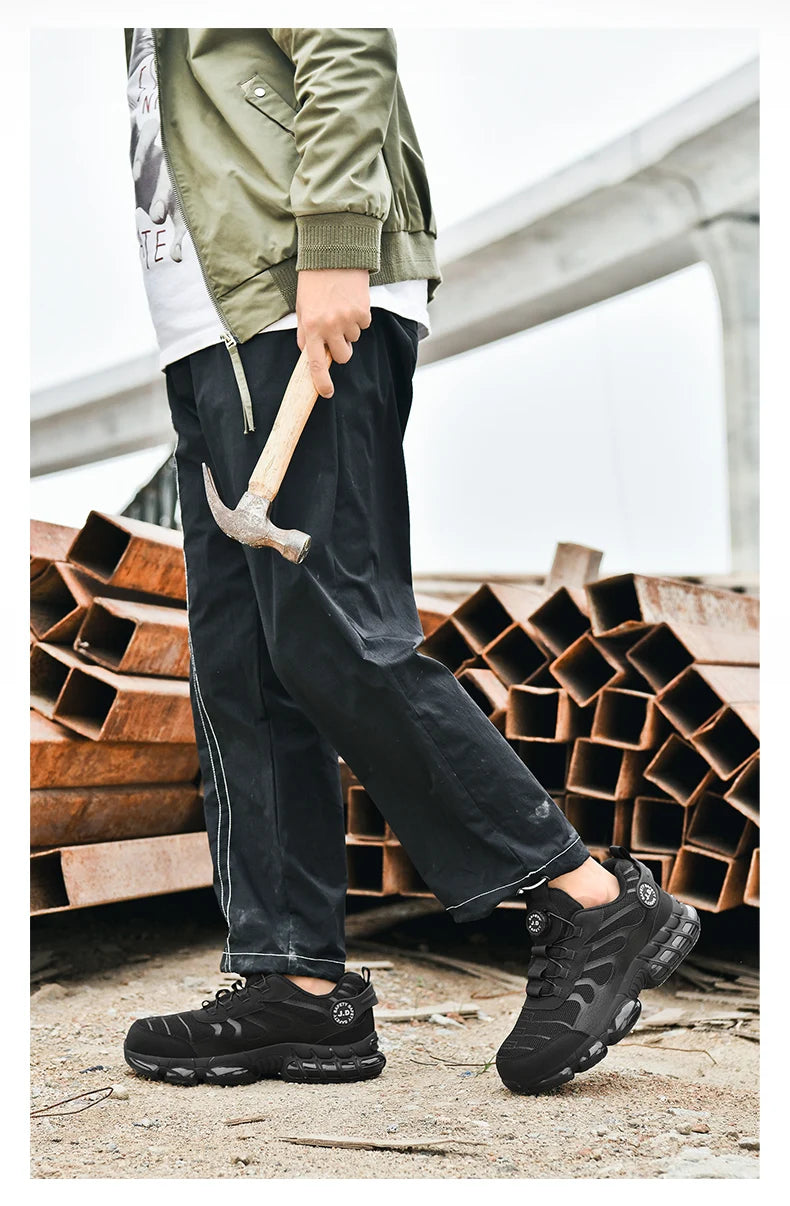 Zapatos de seguridad con puntera de acero LARNMERN para hombre y mujer, anchos, ligeros, cómodos, tipo tenis, de trabajo, coloridos.