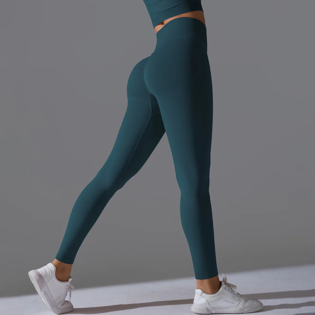 Leggings deportivos de yoga para mujer, sin costuras, cintura alta, elásticos, color sólido, para gimnasio, correr, secado rápido, realce y efecto moldeador.