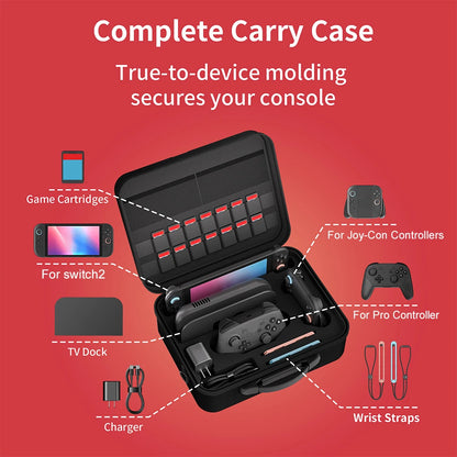 Bolsa para consola de juegos Switch 2, mando, accesorios, estuche rígido, estuche de viaje, estuche de transporte, accesorios.
