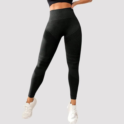 Pantalones de yoga de punto sin costuras de cintura alta para mujer, pantalones ajustados de fitness, pantalones deportivos de nueve puntos para correr, pantalones de gimnasio, realce de glúteos.