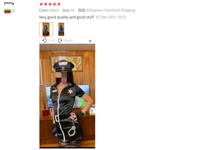 Hot Buy Black Sexy Police Costume Female Cop Officer Uniform Halloween Cosplay Adult Policewoman Fancy Dress