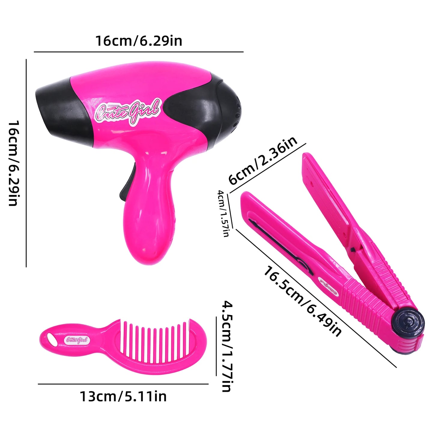 Herramientas de maquillaje, secadores de pelo, pinzas para secador de pelo, simulación de iluminación colorida 1:1, juguetes de aseo para niños, niñas, juguetes familiares