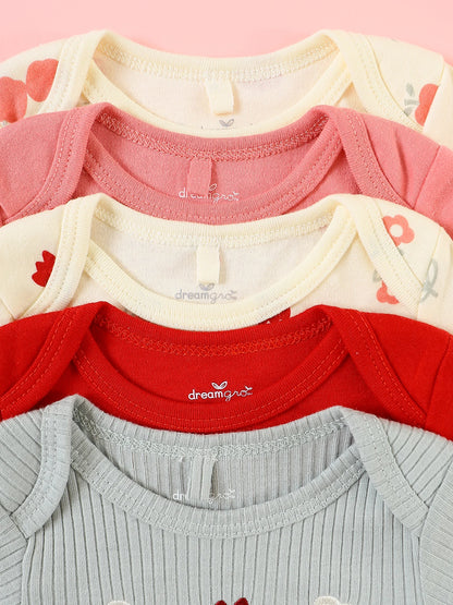 Ropa para bebé niña, 5 piezas, mono de bebé niña, ropa para bebé recién nacida, mono de verano de manga corta, adecuado para 0 a 9 meses