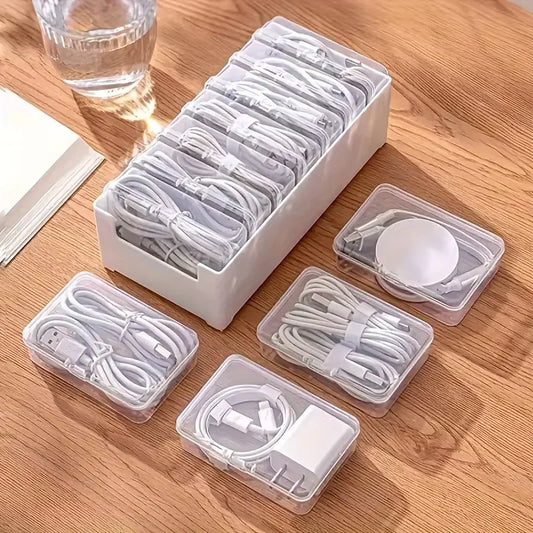 Organizador de cables, caja de almacenamiento, plástico duradero, suministros de oficina diarios, artículos diversos, gestión de cables de carga y dispositivos móviles, almacenamiento