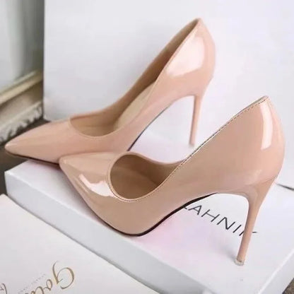 Zapatos de tacón alto brillantes para mujer, sin cordones, con punta puntiaguda y tacón fino, estilo hada, primavera y verano, nueva versión coreana.