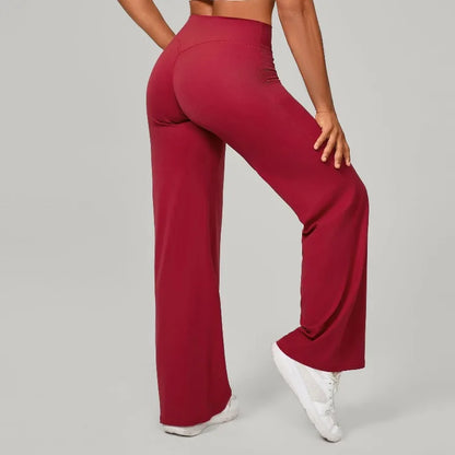 Pantalones de yoga rectos de pierna ancha para mujer, nuevos pantalones de pilates, pantalones deportivos ajustados que realzan la cadera, pantalones casuales para correr al aire libre, pantalones de fitness.