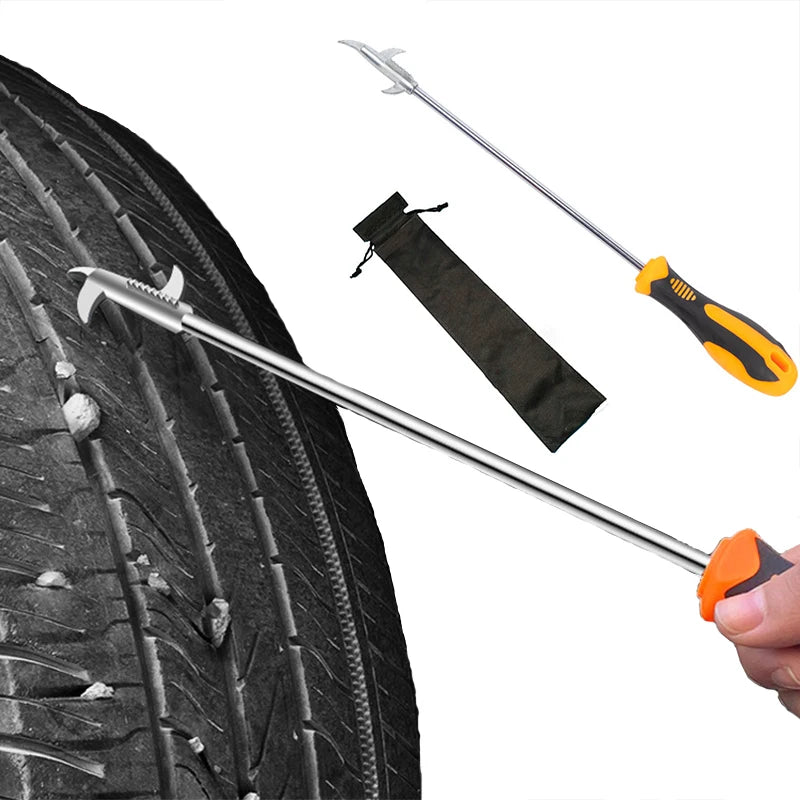 Gancho para limpiar piedras de neumáticos de coche, removedor de piedras de huecos de neumáticos, destornillador desmontable, limpiador, herramientas de reparación de neumáticos de coche
