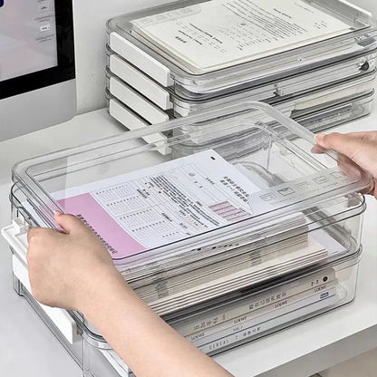 Caja para guardar documentos, documentos de escritorio, caja de clasificación de datos A4, libro de registro del hogar, bolsa para archivos, resistente al polvo y a la humedad.