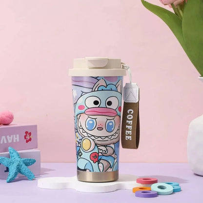 Nueva taza portátil de acero inoxidable con aislamiento, doble vaso con pajita y diseño de campanilla, regalo de gran valor estético, artículos para el hogar.