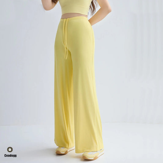Pantalones de Yoga de Cintura Alta para Mujer, Pierna Ancha, Sueltos, Casuales, Deportivos, para Fitness, Correr, con Cordón Elástico XP207