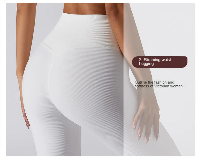 SOISOU - Mallas de yoga sin costuras para mujer, de tejido acanalado, transpirables, de cintura alta, para gimnasio, deporte y fitness, de alta calidad, en 7 colores