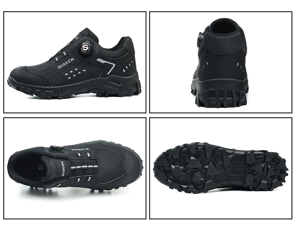 Botas de seguridad con puntera de acero para hombre - Calzado de trabajo resistente a perforaciones, antideslizante y duradero para la construcción y uso industrial en exteriores.
