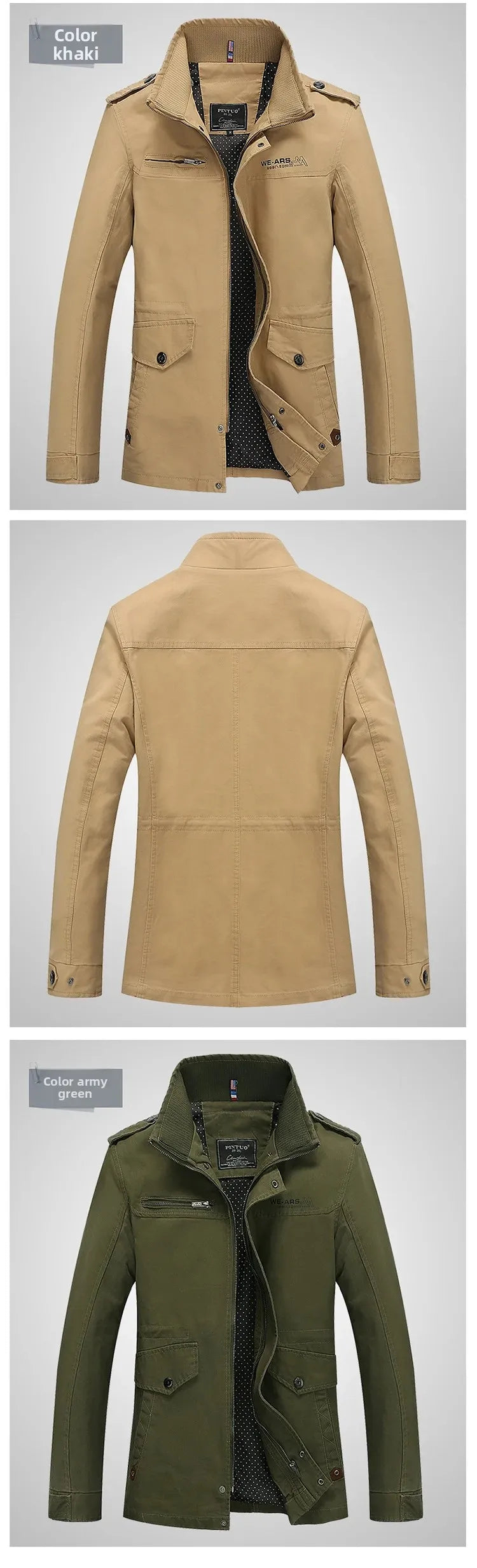 Chaqueta informal de algodón puro lavado para hombre, estilo primavera/otoño, ligera, cortavientos juvenil y a la moda. Abrigo ligero de verano.