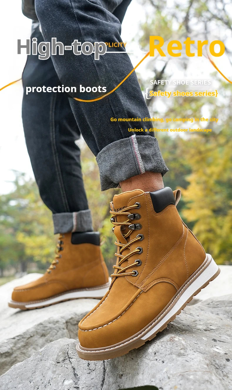Calzado de seguridad para hombre, resistente a impactos, perforaciones y desgaste. Botas de trabajo antideslizantes de caña alta, ideales para exteriores, fábricas y trabajos de protección.