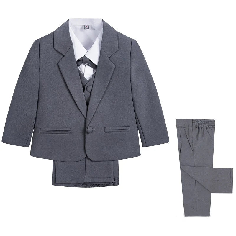 Conjunto de ropa formal de moda para bebé: chaqueta, camisa, chaleco, pajarita y pantalón, 5 piezas, para fiesta, de 0 a 2 años
