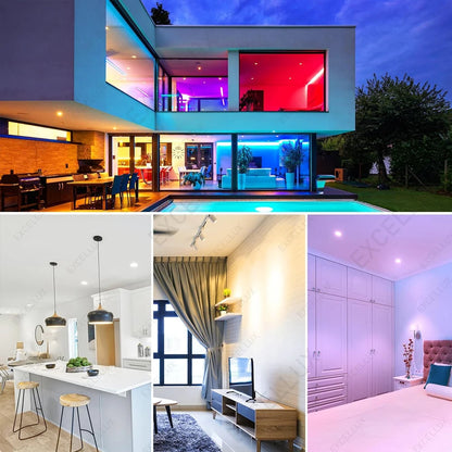 Bombillas LED inteligentes ZigBee GU10 WiFi RGB W+C 5W regulables con control por app. Compatibles con Alexa, Google y Alice Hub.