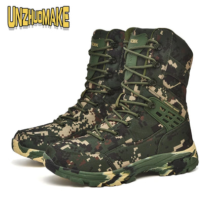Botas tácticas de camuflaje para hombre, impermeables, para trabajo, seguridad, montañismo, botines, botas para exteriores.