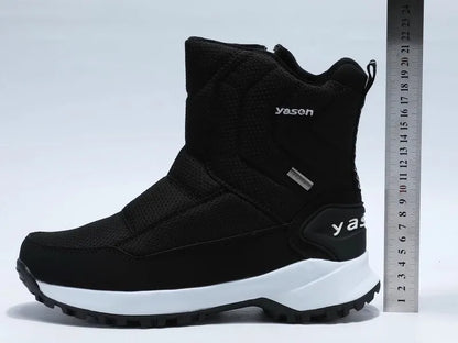 Botas de invierno para hombre 2025, botas de nieve para exteriores, cálidas, de felpa, gruesas, impermeables, antideslizantes, hasta media pantorrilla, zapatos de invierno para hombre