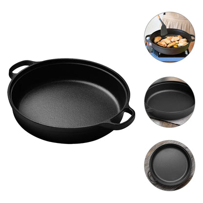 Sartén duradera de hierro fundido sin revestimiento de 22 cm para uso doméstico y exterior con fondo grueso y distribución uniforme del calor.