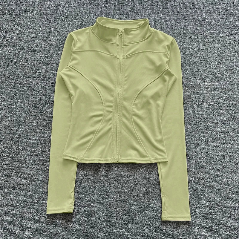 Chaqueta deportiva de manga larga para mujer, abrigo de entrenamiento, ropa de entrenamiento de gimnasio, ropa deportiva de yoga