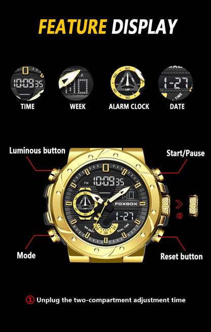 Reloj LIGE para hombre, correa de moda, deportivo, militar, calendario semanal, relojes de cuarzo, LED, pantalla dual, cronógrafo, relojes digitales para hombre