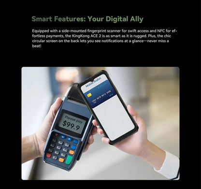 Cubot KingKong ACE 2, smartphone ultradelgado y resistente, Android 14, 16 GB de RAM (6 GB + 10 GB), + 128 GB de ROM, pantalla de 6,56" a 90 Hz, NFC.