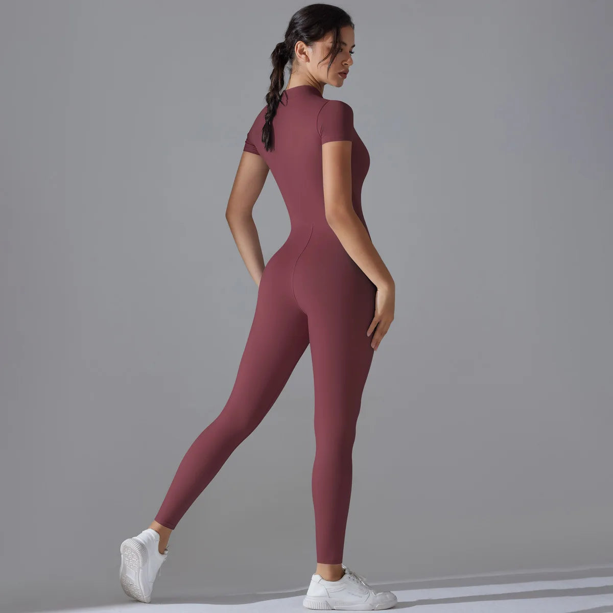 Women Zipper Bodysuits Fitness Sports Bodysuit Yoga Suit Breathable Quick Drying Sports Yoga Clothing Women Gym Push Up Workout