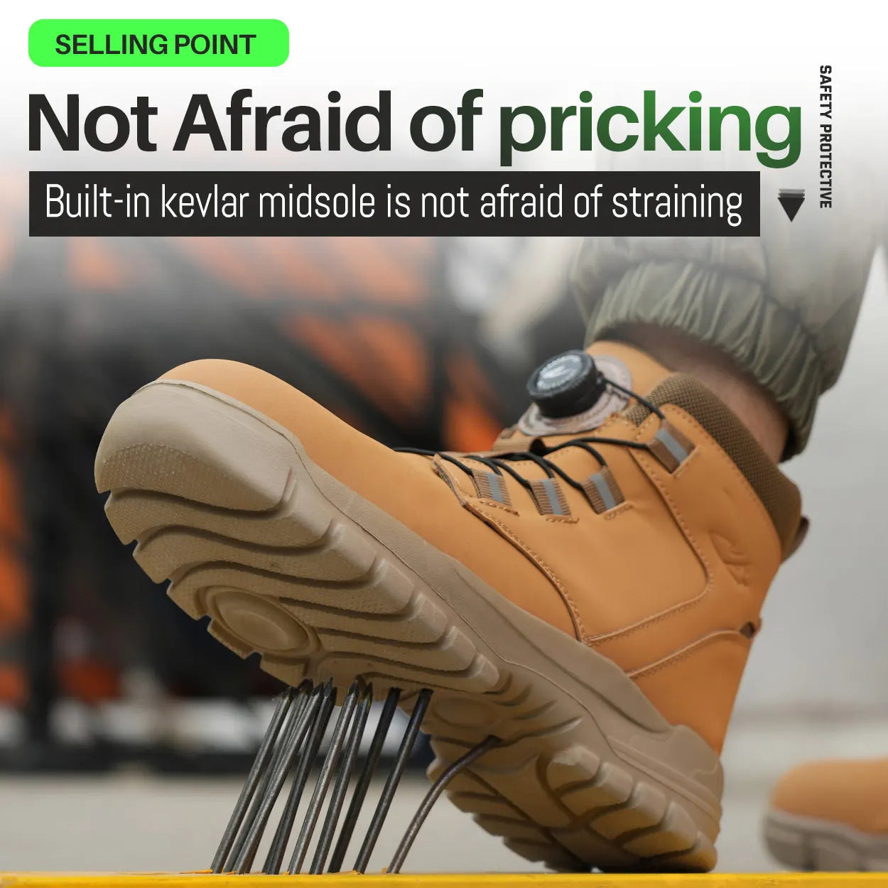 Zapatos de trabajo de caña alta para hombre, con botón giratorio, antideslizantes, de seguridad, resistentes al agua, zapatillas de trabajo antipinchazos y antiaplastamiento.