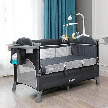 Cuna portátil multifuncional para bebé, cuna plegable con cambiador, mecedora, juego de cama para niños, muebles de dormitorio para niños de 0 a 6 años.