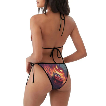 Conjunto de bikini personalizado de Rayo McQueen, traje de baño de dos piezas, bikinis de coches para mujer, conjuntos de bikini triangulares sexys para mujer, traje de baño