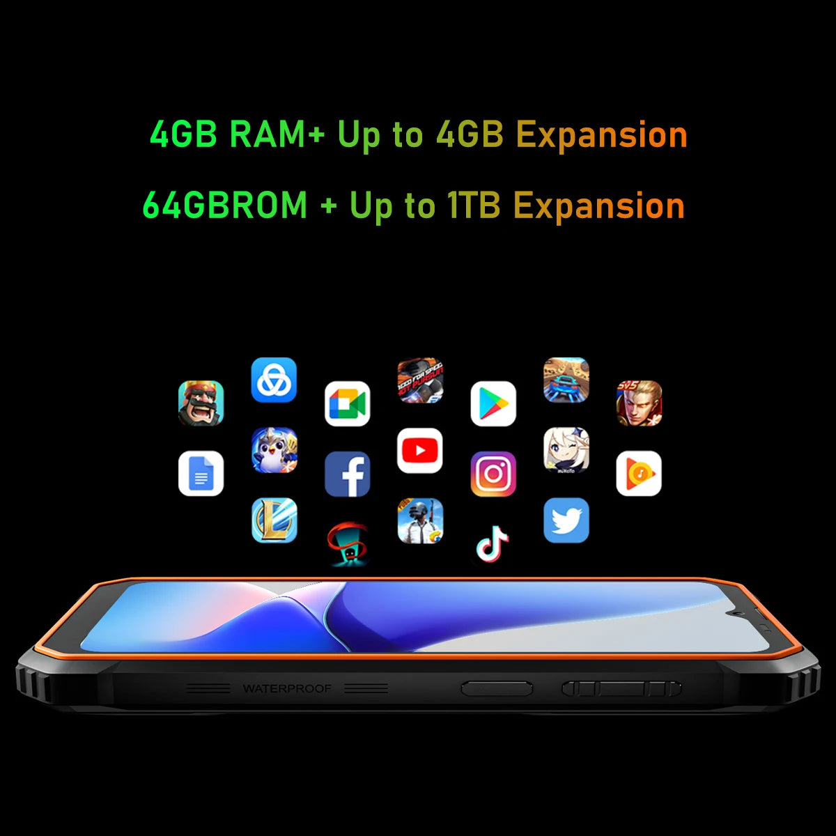 Teléfono resistente Blackview BV6200 con pantalla IPS HD+ de 6,56 pulgadas, batería de 13000 mAh, 8 GB (4+4) de RAM, 64 GB de almacenamiento, cámara de 13 MP, GPS, Android 13 y certificación IP68/IP69K.