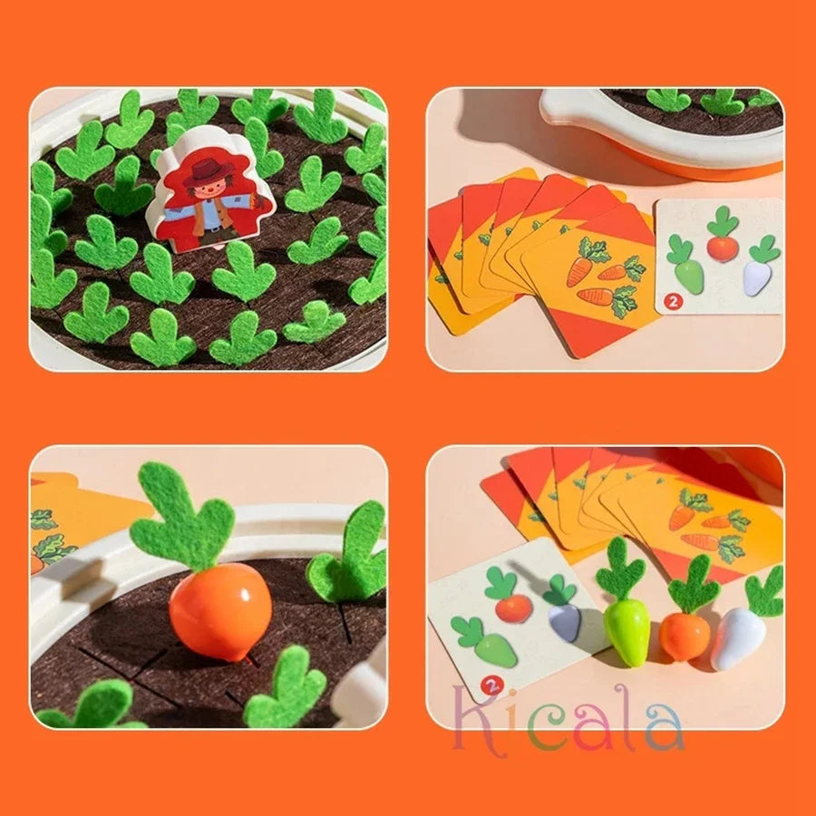 Juguetes Montessori para bebés, juguetes educativos para niños pequeños, juguetes de formas coloridas, juego de zanahorias para tirar, juguetes de conteo y descubrimiento para niños que aprenden.
