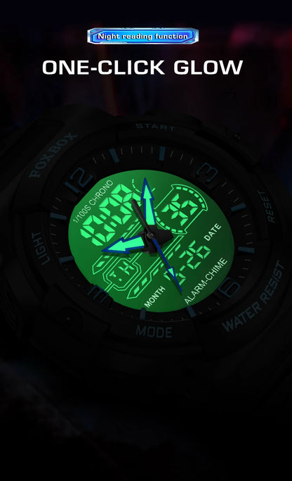 LIGE-Reloj de pulsera deportivo militar para hombre, nuevo, resistente al agua hasta 50 m, con alarma y pantalla LCD dual, de cuarzo
