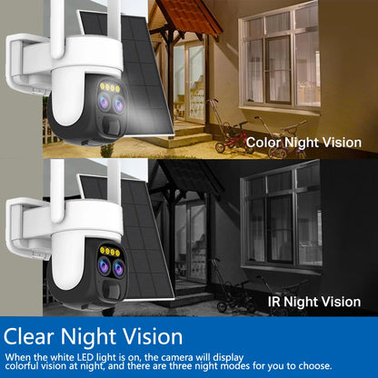 Cámara IP de vigilancia CCTV con zoom PTZ 10X, 10MP, 5K, WiFi, doble lente, audio, seguimiento automático por IA, zoom óptico 10X, 10MP, WiFi y alimentación solar.