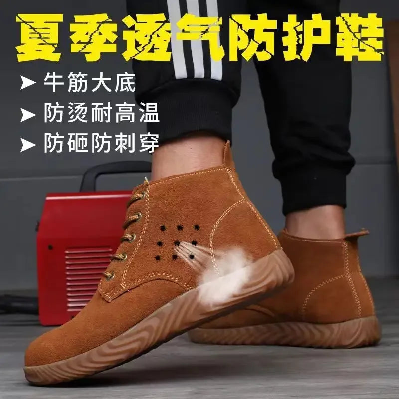 Calzado de seguridad laboral para hombres y mujeres. Antiaplastamiento, antiperforación, antideslizante y antiescaldaduras. Calzado de protección para soldadura eléctrica.