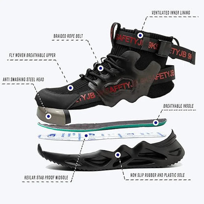 Zapatos de seguridad con puntera de acero para hombre y mujer, botas de trabajo ligeras, transpirables y cómodas, zapatillas de seguridad para la construcción industrial, botas para hombre.