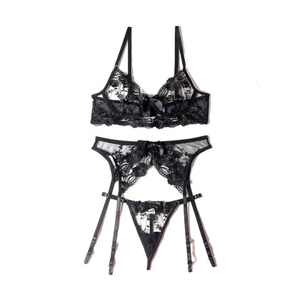 Conjunto de lencería para mujer, nuevo, con encaje bordado, sujetador push-up y bragas, escote en V profundo, realce, ropa interior sexy, sujetadores, corpiño, body.