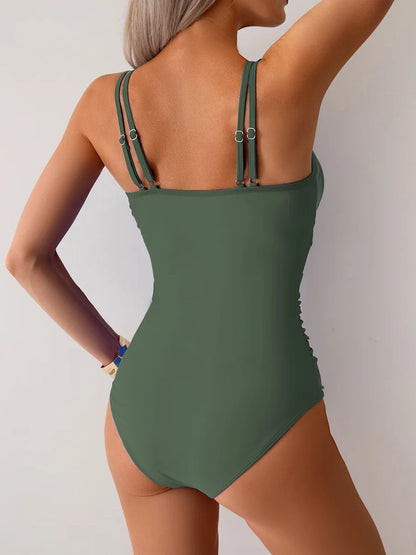 VigoBreviya 2025 Traje de baño de una pieza con tirantes huecos para mujer Traje de baño de malla de retazos Monokini sin espalda Traje de baño para mujer