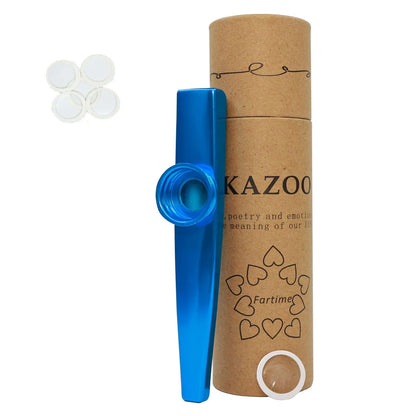 Kazoo metálico premium Miwayer | 5 diafragmas reemplazables y diseño portátil | Resonancia de calidad de estudio con elegante estuche de regalo