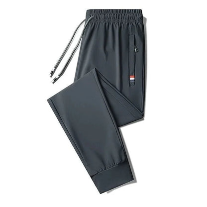 Pantalones deportivos de seda de hielo para hombre, de verano, finos, elásticos, sueltos, informales, transpirables, para correr al aire libre, pantalones largos, talla grande