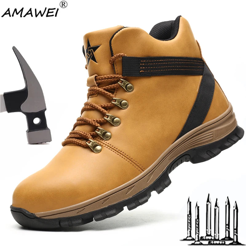 Zapatos de seguridad de moda para hombre, botas con puntera de acero, zapatos de trabajo a prueba de pinchazos, zapatillas de trabajo para hombre, calzado indestructible.