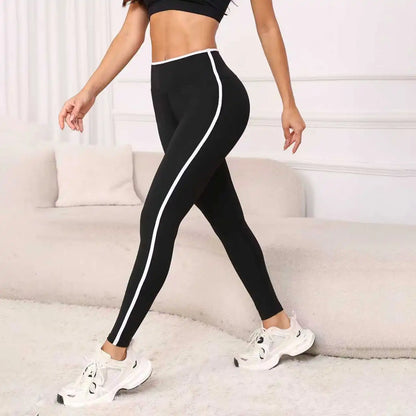 Leggings de yoga de cintura alta suaves y activos para mujer, 1 pieza, con ribete en contraste