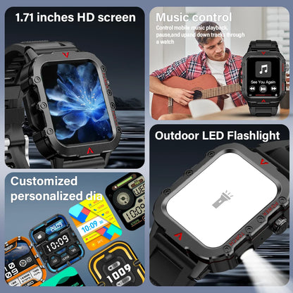Reloj inteligente deportivo LAXASFIT para hombre con Bluetooth, monitor de frecuencia cardíaca, linterna LED, multifunción, para deportes al aire libre