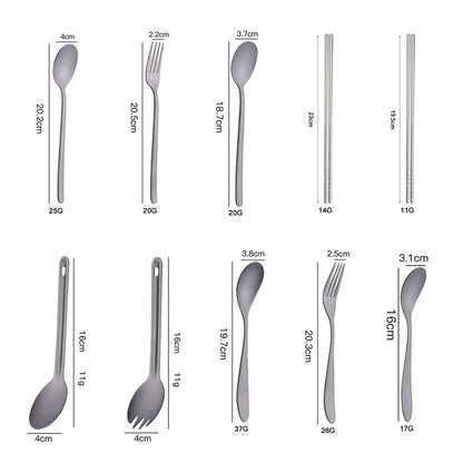 Cuchara de titanio portátil de mango largo, ligera y respetuosa con el medio ambiente, utensilios de cocina de titanio, cubiertos, tenedores, palillos, herramienta para exteriores de alta calidad.