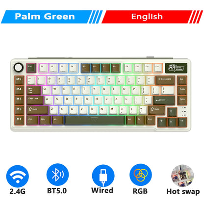 RK ROYAL KLUDGE L75 Teclado mecánico personalizable con cinco teclas de acceso directo, estructura de junta, retroiluminación RGB de tres modos, teclado para gamers