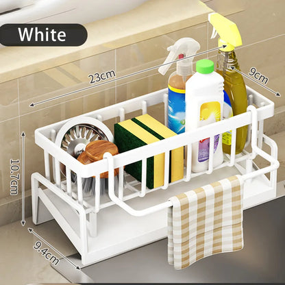 Escurridor de fregadero de plástico, estante autodrenante para fregadero, organizador de cocina, soporte para esponja, escurridor para trapos, toallero, cesta de filtro