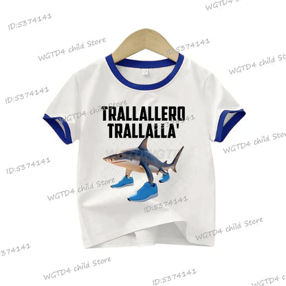 Ropa para niños: Camiseta estampada italiana Brainrot Tralalero Tralala para niños, moda para amantes de los tiburones, meme divertido, ropa para niños